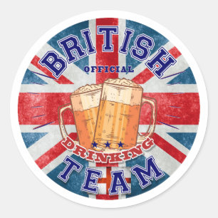 British Official Drinking Team. Funny beer Classic Round Sticker