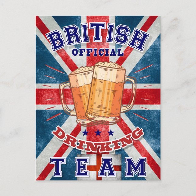 British Official Drinking Team. Funny beer Postcard (Front)