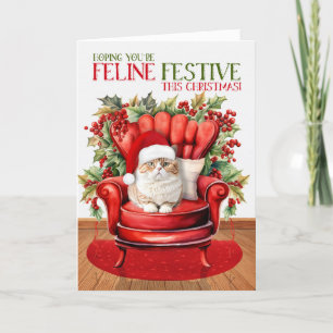 British Orange Tabby Christmas Cat FELINE Festive Holiday Card