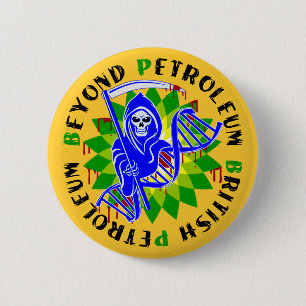 british petroleum blue plague 6 cm round badge