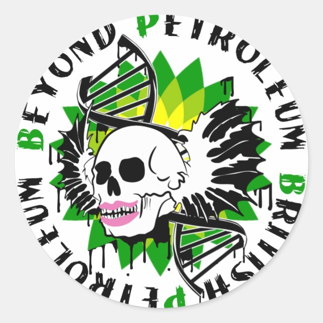 british petroleum blue plague synthia classic round sticker (Front)