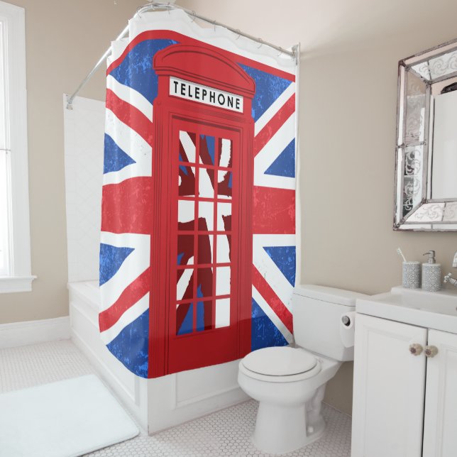 British Phone Booth Shower Curtain (In Situ)