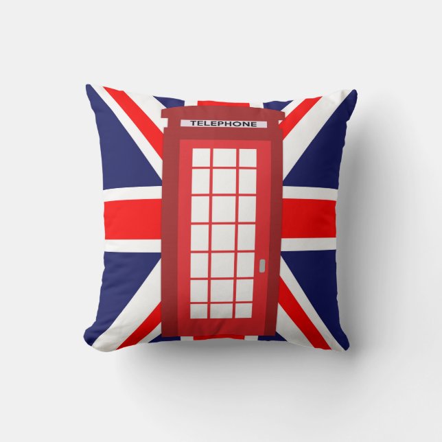 British phone box Union Jack flag Cushion (Front)