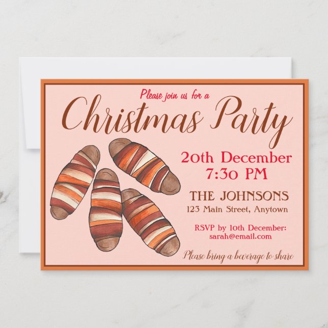 British Pigs in Blankets Christmas Party Do Invitation (Front)