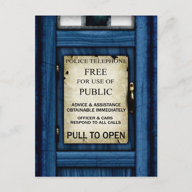 British Police Public Call Box Sign Art Postcard (Front)