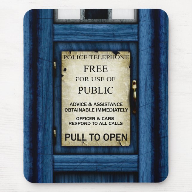 British Police Public Call Box Sign Mousepad (Front)