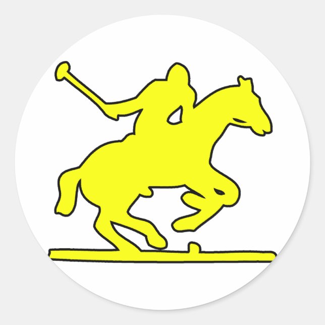British Polo Sport Horse Player Silhouette Ponies Classic Round Sticker (Front)