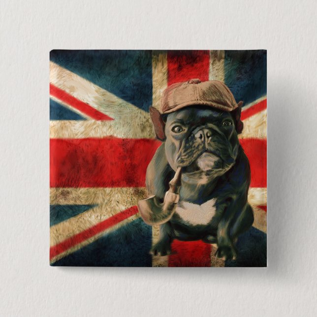 British Pug 15 Cm Square Badge (Front)
