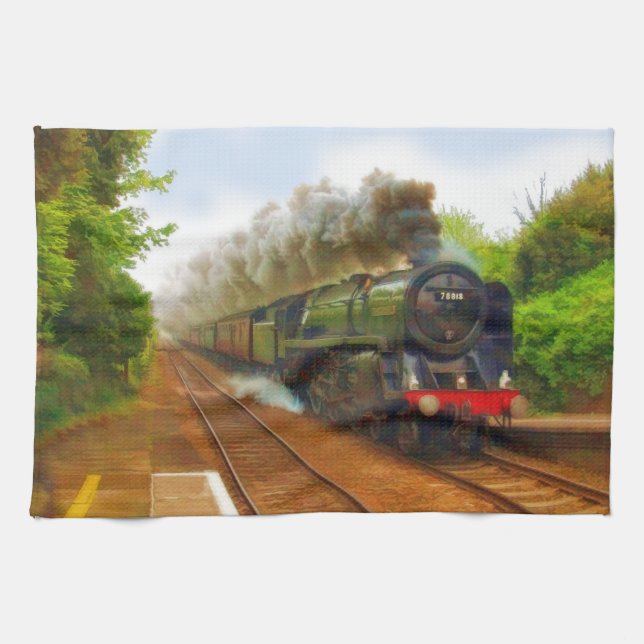 British Railway Steam Train for Trainspotters Art Tea Towel (Horizontal)