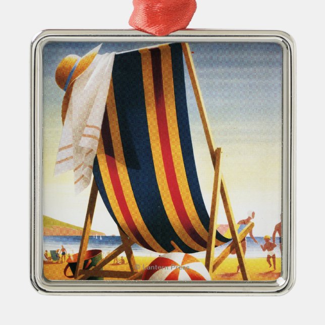 British Railways Beach Chair and Ball Poster Metal Tree Decoration (Front)