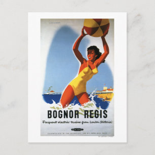 British Railways Girl and Beachball Poster Postcard