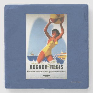 British Railways Girl and Beachball Poster Stone Coaster