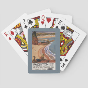 British Railways Girl Looking over a Cliff Playing Cards