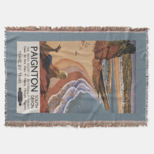 British Railways Girl Looking over a Cliff Throw Blanket