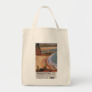British Railways Girl Looking over a Cliff Tote Bag