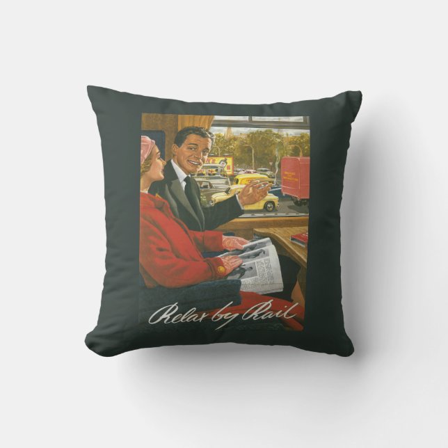 British Railways Relax by Rail Poster Cushion (Front)
