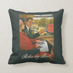 British Railways Relax by Rail Poster Cushion
