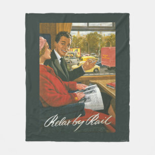 British Railways Relax by Rail Poster Fleece Blanket
