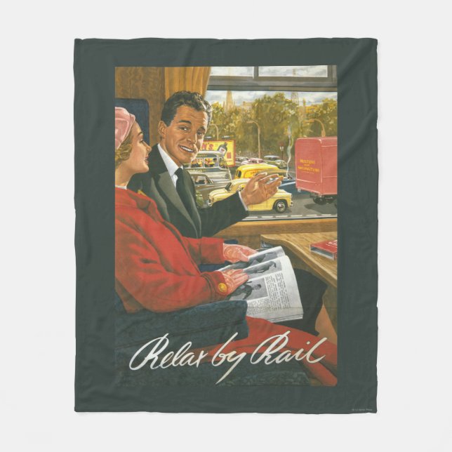 British Railways Relax by Rail Poster Fleece Blanket (Front)