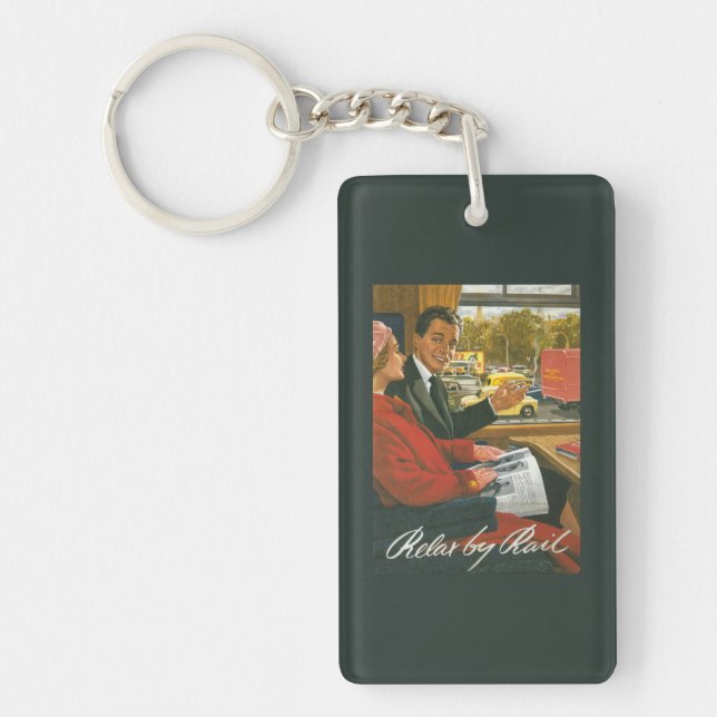 British Railways Relax by Rail Poster Key Ring (Front)