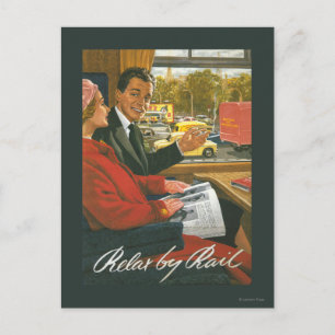 British Railways Relax by Rail Poster Postcard
