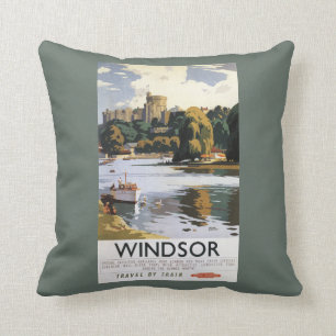 British Railways Windsor Castle Thames Poster Cushion