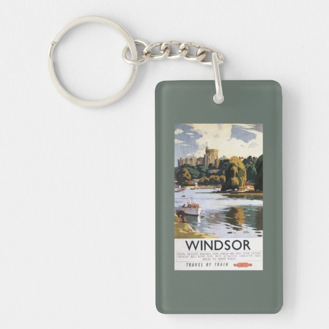 British Railways Windsor Castle Thames Poster Key Ring (Front)