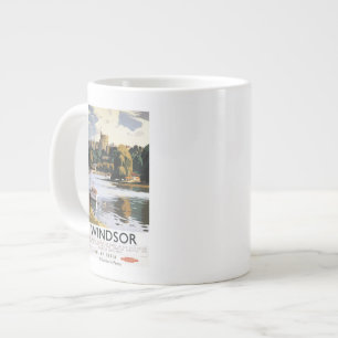 British Railways Windsor Castle Thames Poster Large Coffee Mug