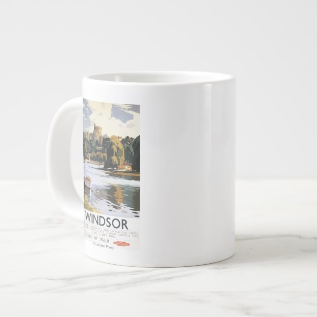 British Railways Windsor Castle Thames Poster Large Coffee Mug (Front Left)