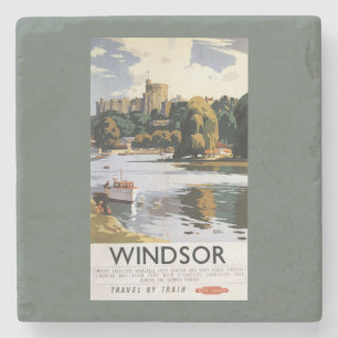 British Railways Windsor Castle Thames Poster Stone Coaster