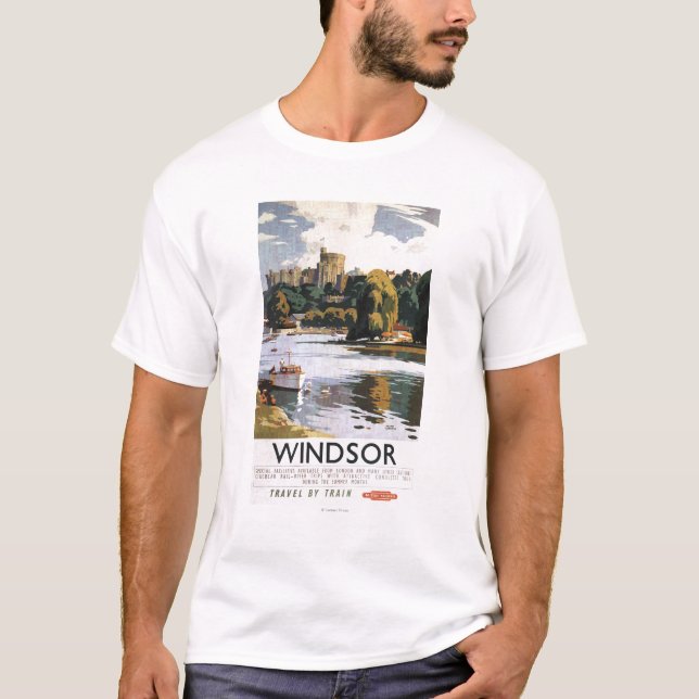 British Railways Windsor Castle Thames Poster T-Shirt (Front)
