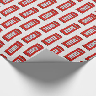 British Red Telephone Box Pattern Wrapping Paper