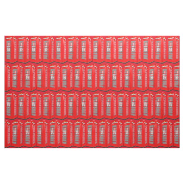 British Red Theme London Phone Booth Fabric (Fat Quarter)