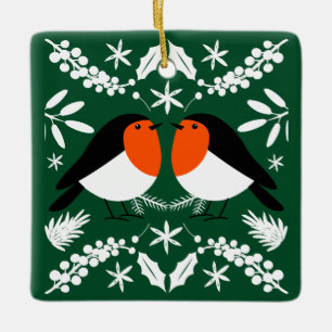 British Robin Redbreast Ceramic Ornament