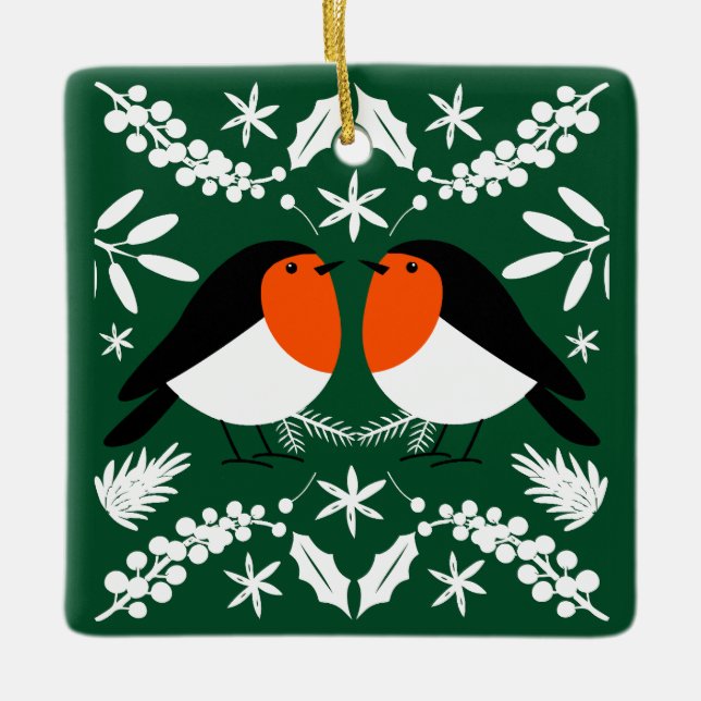 British Robin Redbreast Ceramic Ornament (Front)