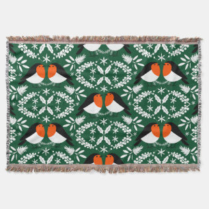 British Robin Redbreast Throw Blanket