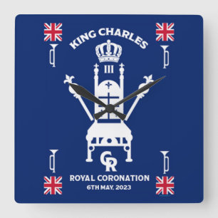 British Royal Coronation King Charles III Square Wall Clock