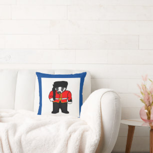 British Royal Guard UK Badger Beefeater Cartoon Cushion