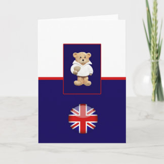 British Rugby Teddy Bear Greeting Card
