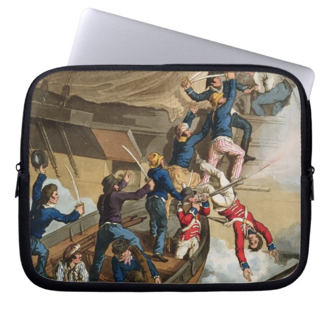 British Sailors Boarding a Man of War, engraved by Laptop Sleeve (Front)