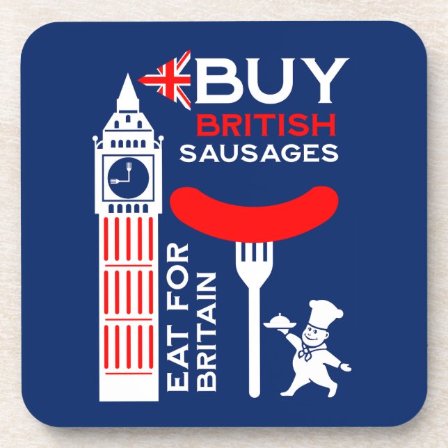 British Sausage And Mash Kitchen Coaster (Front)