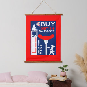 British Sausage And Mash Kitchen Hanging Tapestry