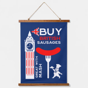 British Sausage And Mash Kitchen Hanging Tapestry