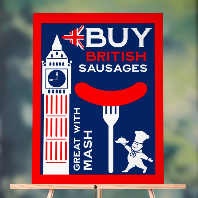 British Sausages Food Nostalgia Acrylic Sign (Neutral)