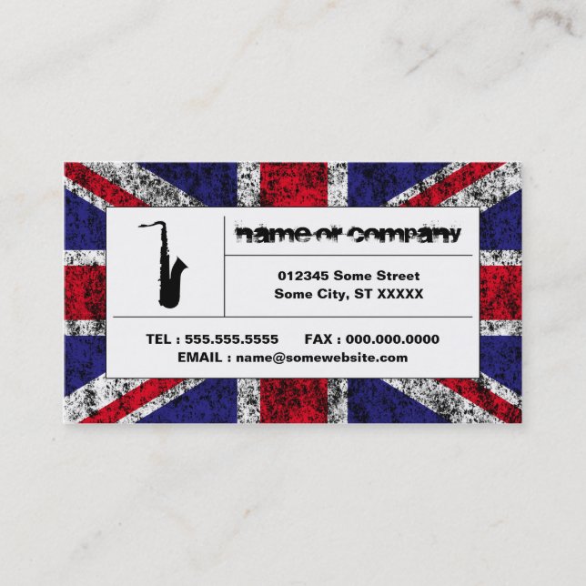british saxophone business card (Front)