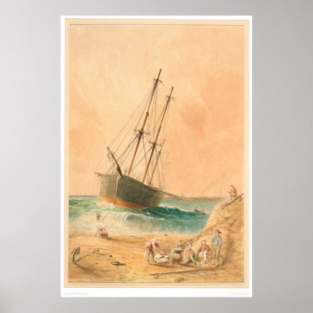 British ship "Viscata" Beached (0533A) Poster (Front)