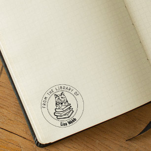 British Short Hair Cat, Book From the Library Of   Rubber Stamp