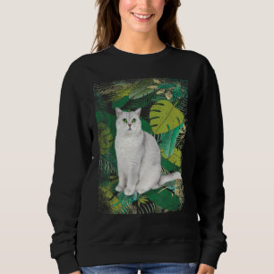 British Short Hair Shorthair Cat Tropical Hawaii V Sweatshirt