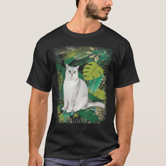 British Short Hair Shorthair Cat Tropical Hawaii V T-Shirt (Front)