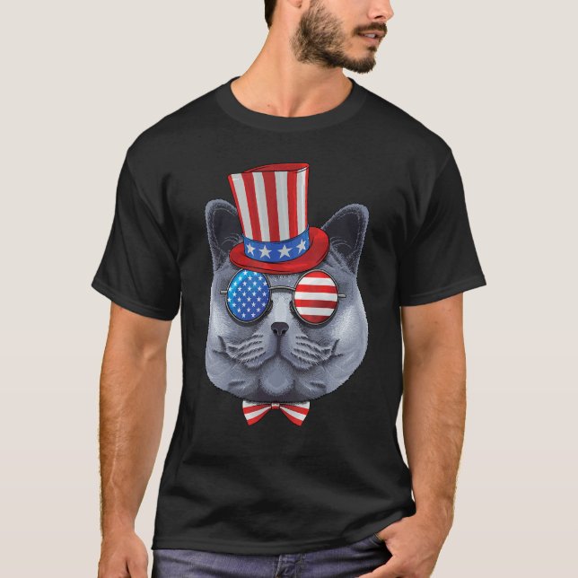 British Shorthair 4th Of July American Usa Uncle S T-Shirt (Front)